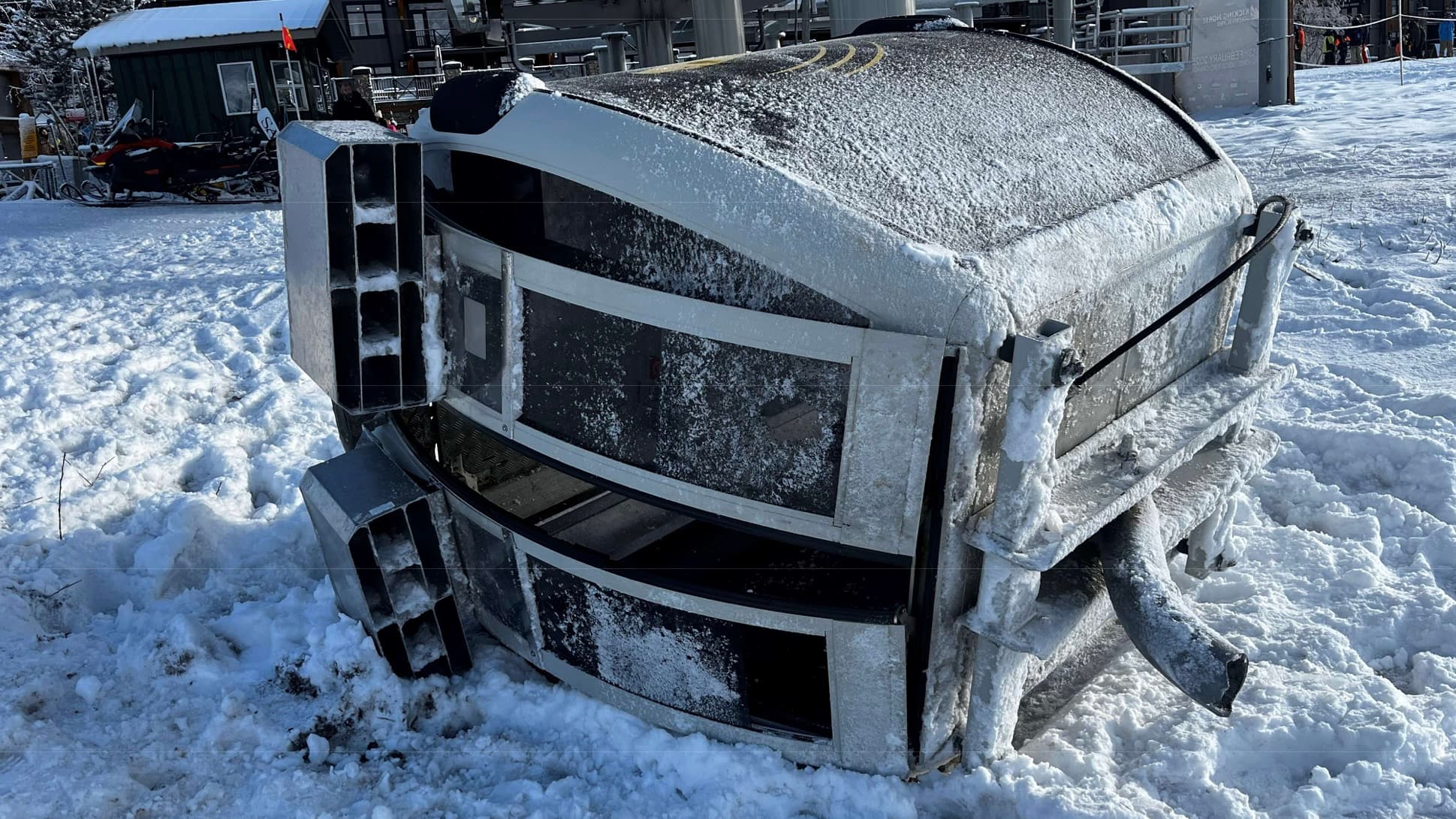 fallen gondola cabin after evacuation