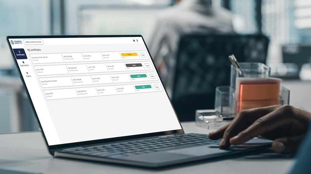 Technical Safety BC Online Services displayed on a laptop